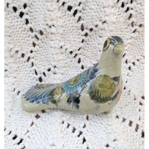 El Palomar Tonala Mexican Pottery Bird Figurine Hand Painted 6.5"
